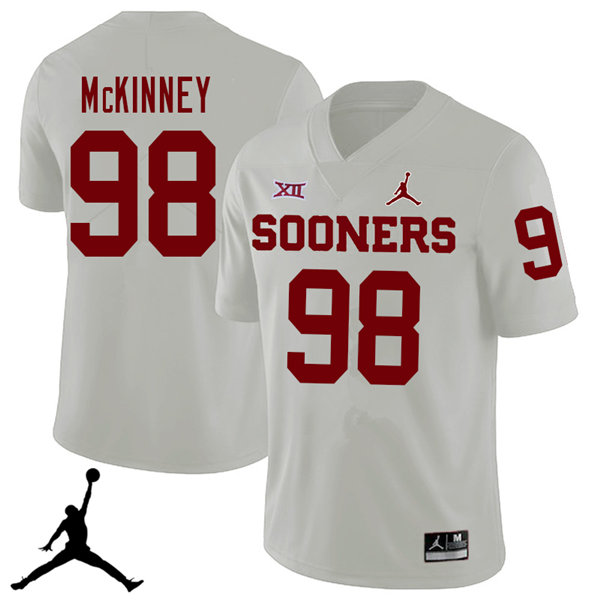 Oklahoma Sooners #98 Zacchaeus McKinney 2018 College Football Jerseys Sale-White